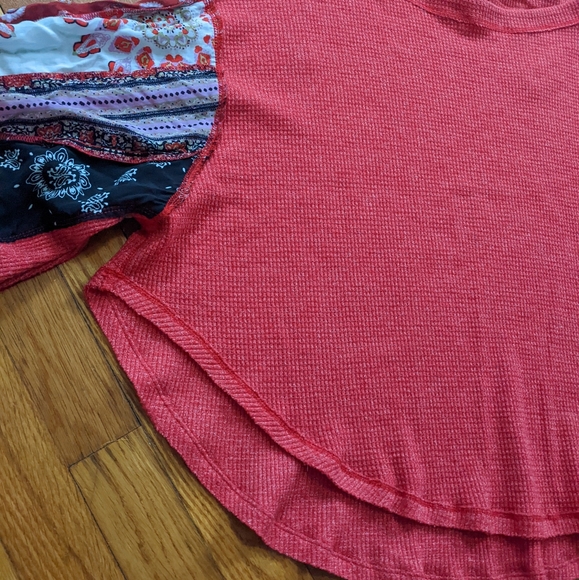 Free People We the Free Blossom thermal balloon sleeve patchwork boho fun top XS - Picture 7 of 11